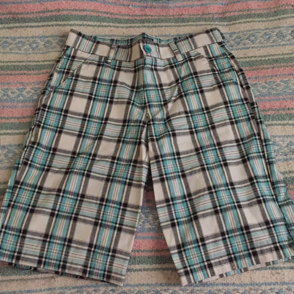 Blue plaid shorts boys size 12 great condition
